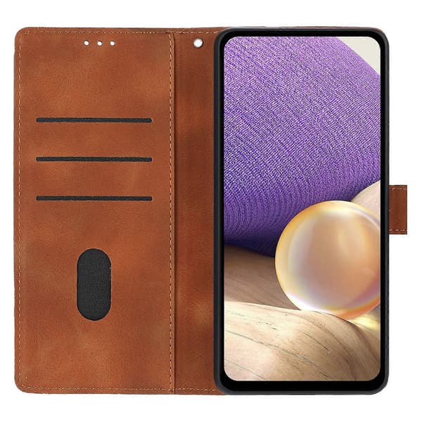 [SC] Wallet Case for Samsung Galaxy A56 5G with Printed Triangle Pattern, Leather, Flip Case Brown