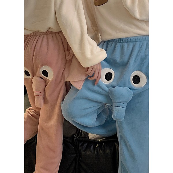 Roliga Elefantbyxor, Söta Tredimensionella Pyjamasbyxor för Par, Presenter för Par till Kvinnor och Män Rosa XL Pink