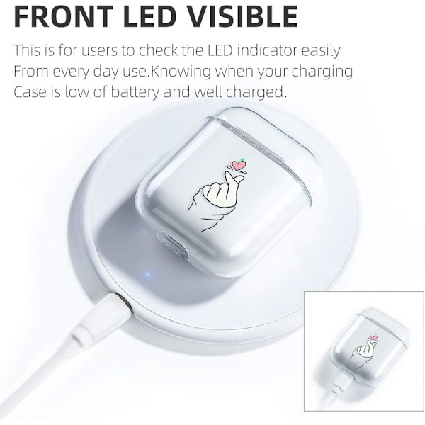 AirPods-fodral kompatibelt med AirPods 2 & 1 Transparent Silikonfodral Skyddande Fodral AirPods-fodral (Front LED Synlig) Stötsäkert Fodral Sött Pa