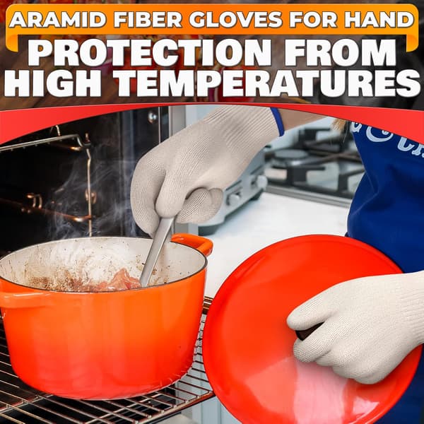 (SC)Heat-insulating and anti-scald gloves double layer extra large cotton microwave-resistant high-temperature 350-degree gloves baking