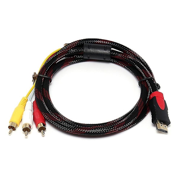 5ft Hdmi-hane till 3 Rca Video Audio Av-kabeladapter för TV Hdtv Dvd 1080p