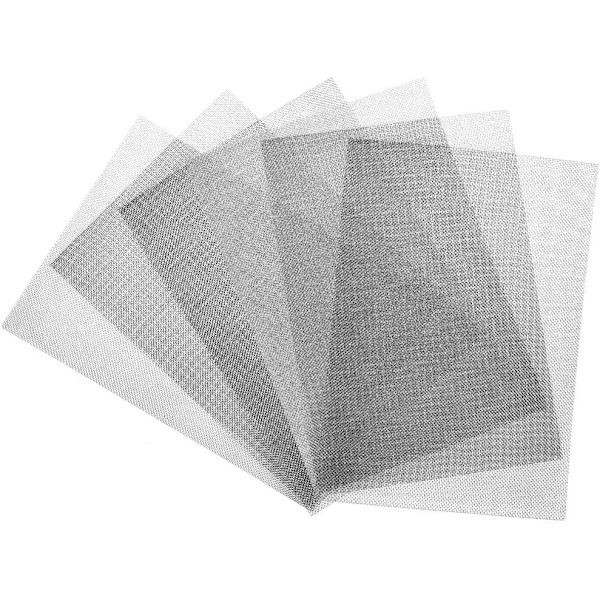6 stk. A4 Rustfrit Stål Vævet Trådnet Rodentbestandigt Trådnet Plade 1mm Hul Ideel til Luftsten - A4 (210 x 300mm)