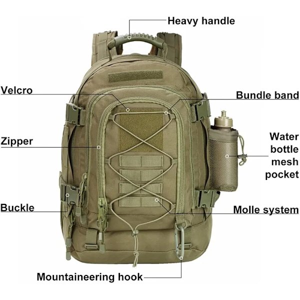 60L Stor Militär Taktisk Ryggsäck Armé Molle Assault Ryggsäck Herr Ryggsäckar Resor Camping Jakt Vandring Expanderbar Ryggsäck Y MULTICAM