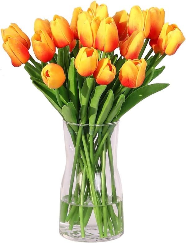 20 st konstgjorda tulpanblommor i latexmaterial (vas ingår ej)