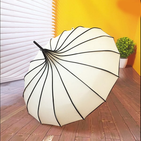 Vintage Pagoda Paraply Bröllop Fest Sol Regn UV-skydd Paraply Pink