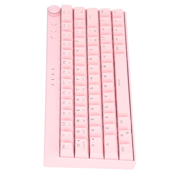 (SC)64 Keys RGB Wireless Mechanical Keyboard Pink Ergonomic Design with Knob for IOS Red Switch 3 Modes