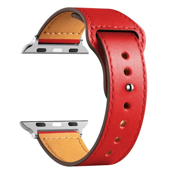 Nahkaremmi Apple Watch Ultra 2:lle 49 mm, 44 mm, 40 mm, 38 mm/42 mm, urheilunauha iWatch-sarjoille 9, 8, 7, 3, 4, 5, 6, se 41 mm/45 mm, Punainen Red 13 38mm or 40mm 41mm