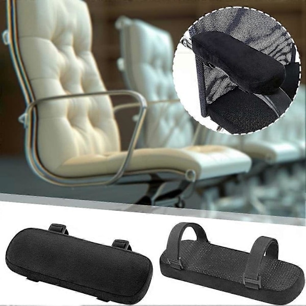 Ergonomiske armlenputer i memory foam for kontorstol, 2-pakning, myke og komfortable albuestøtter