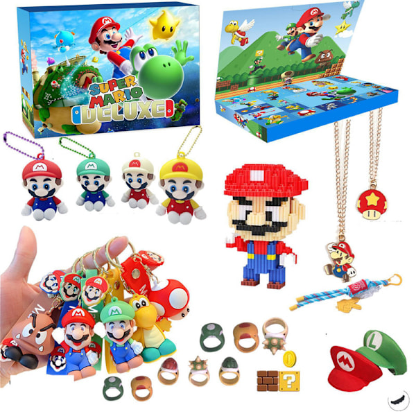 Super Mario Speltema Cartoonfigurer 24 Dagar Adventskalender Julöverraskning Blind Box Barnbarnsgåva