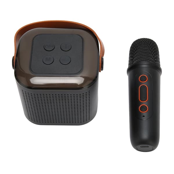 (SC)Karaoke Machine Stereo RGB Light Portable Bluetooth Speaker with 1 Microphone for Home Use Black