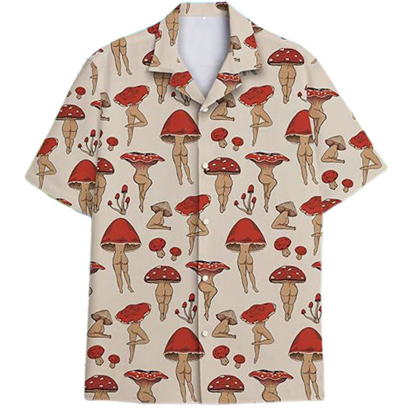 Herr Hawaiian Button Up Casual Skjorta Rolig Nyhet Kortärmad Semester Strand Toppar C C M