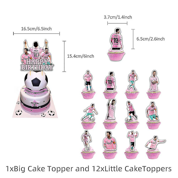 30 stk./sæt Messi-tema Fodboldfest Tilbehør, Fodboldstjerner Festdekoration Inkluderer Banner Kage Toppers Cupcakes Toppers Balloner
