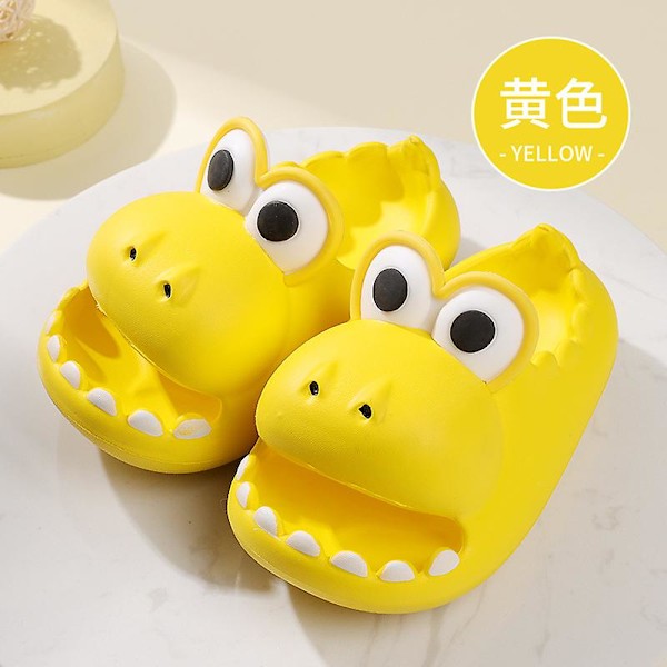 Söta Dinosaurie Hushåll Anti-Slip Tjock Sula Barntofflor Sommar Pojkar Och Flickor Eva Baotou Baby Externa Användning Coola Tofflor Gul 180 Yellow
