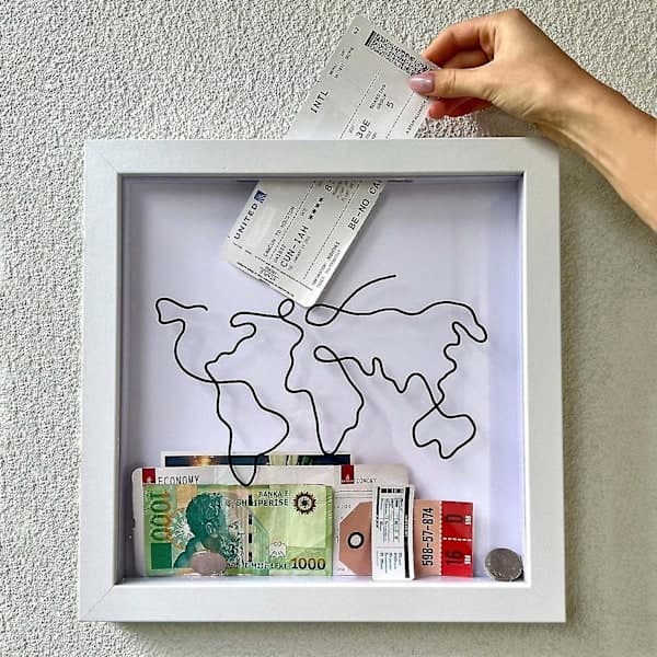 (SC)Adventure Archive Box, Travel Adventure Ticket Memory Box, Ticket Shadow Box, Memory Frame Shadow Box Picture Frame For Wall And Table Display
