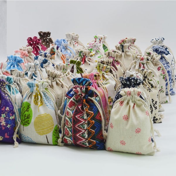 10×14cm Trykt Bomullspose Oppbevaringspose for Dagligvarer Ju Random ColorA 10×14cm 20pcs