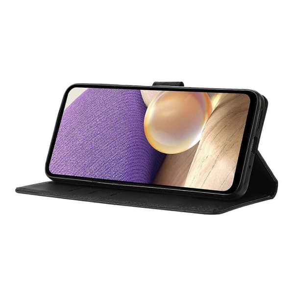 [SC] Wallet Case for Samsung Galaxy A56 5G with Printed Triangle Pattern, Leather, Flip Case Black