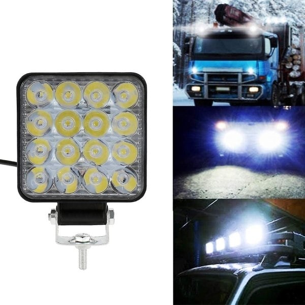 4 stk. 48W LED Arbejdslys, 12V Bil LED Spotlight Vandtæt IP 67, LED Arbejdslys til Bil Lastbil Traktor SUV Båd (4 stk.) - WELLNGS