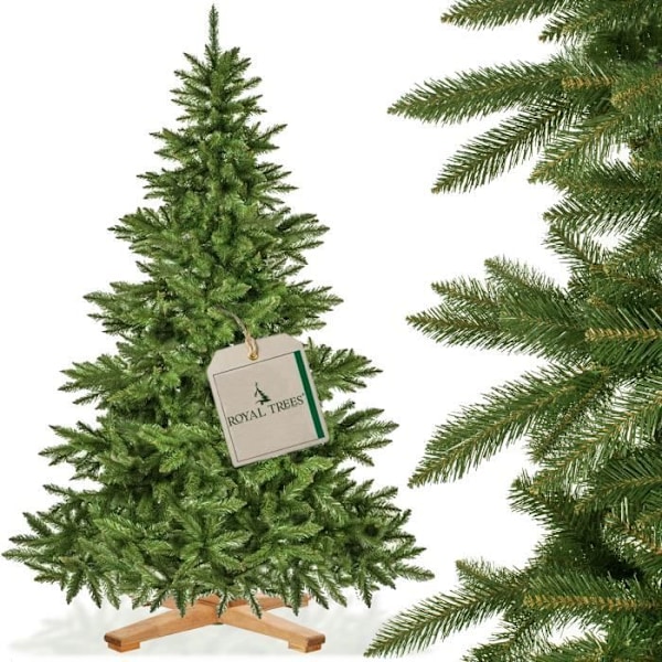 ROYAL TREES Juletre 220cm, realistisk, tett, med trestativ og oppbevaringspose Grön