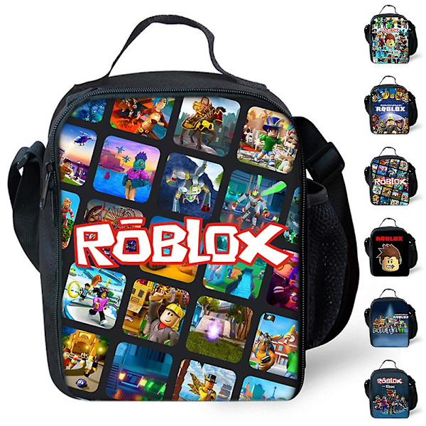 Roblox Tryckt Isolerad Lunchväska för Barn, Skolpicknick Crossbody Isolerad Väska för Pojkar Flickor D