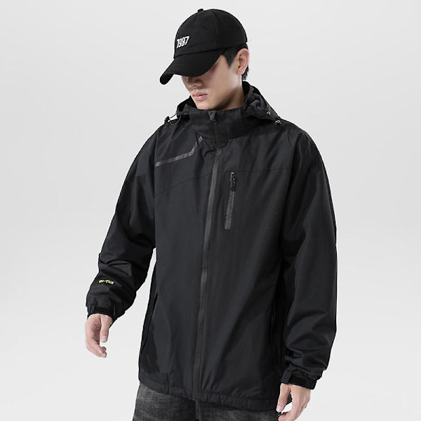 Herrejakke Ny Utendørs Vanntett Vindjakke Avtakbar Hettedesign L-6xl Varmt Og Vindtett Herrejakke Chaqueta Black L