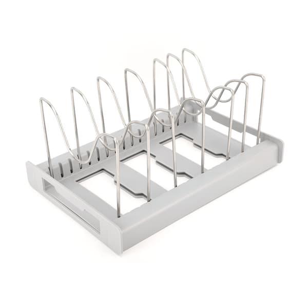 (SC) Expandable Non-Slip Pot Lid Holder Adjustable Kitchen Organizer Grey