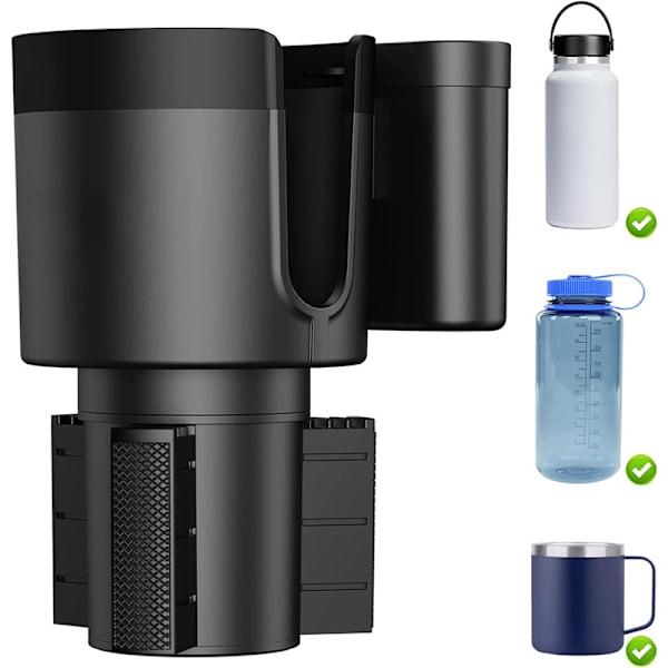 Auton mukiteline, 2-in-1 mukiteline säädettävällä pohjalla, monitoiminen auton mukiteline, juomateline suurille mukeille Cup holder + mobile phone