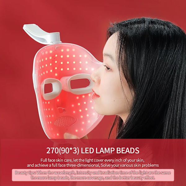 Trådlös 7-färgs LED Photon Behandling Skönhetsmask Vit 18.6*23.3cm