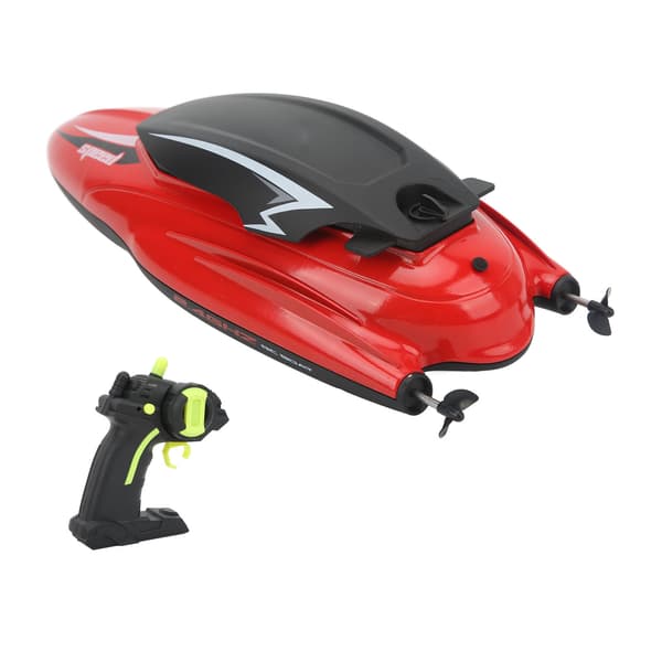 (SC)RC Racing Boat Waterproof ABS Anti-Fall Fast Stable Remote Control Boat 2 Batteries Red