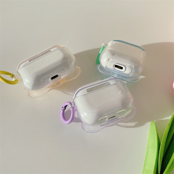 Kompatibel med AirPods Pro2 Deksel Myk Transparent TPU med Søt 3D Fargerik Sløyfe Design Støtsikker Nøkkelring Deksel for Jenter Kvinner Airpods Pro2 Rosa