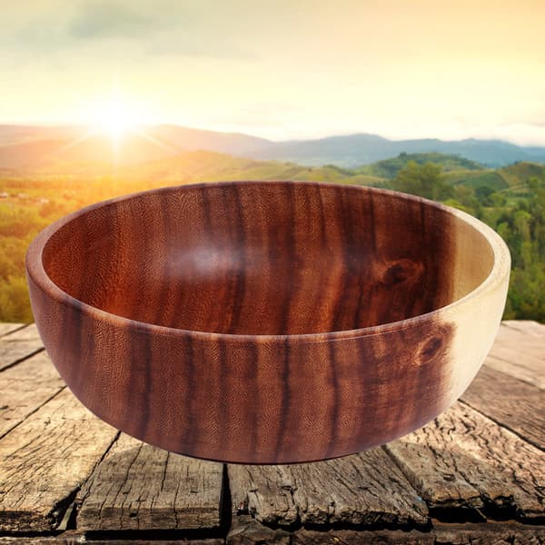 (SC)Eco-Friendly Wooden Bowl 22x7.5cm Food Fruit Serving Kitchen Tableware
