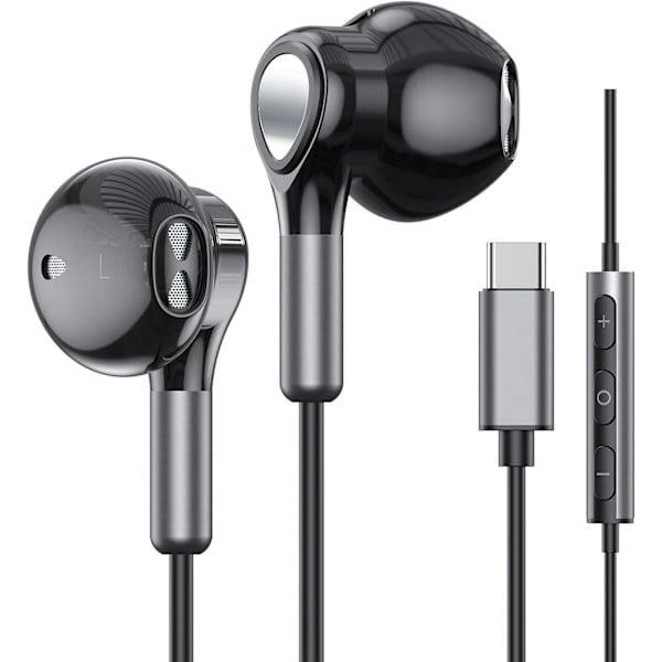 USB-C Hodetelefoner for Samsung Galaxy S23 Ultra S22 S21 FE S20 A53 A54 USB-C Hodetelefoner Black