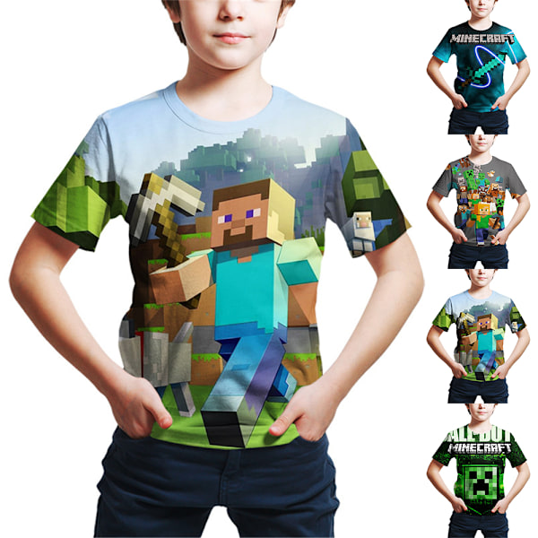 Pojkar Barn Casual Kortärmad Skjorta Cartoon Minecraft T-shirt C C 140cm