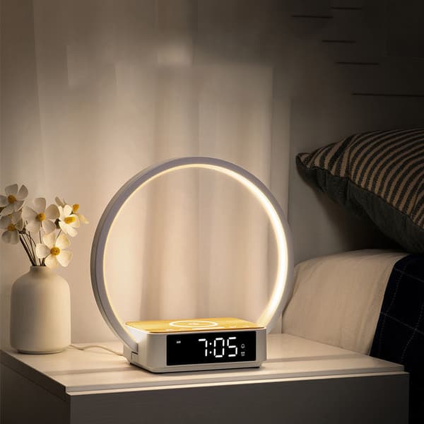 (SC)LED Bedside Lamp with Charging Function, Desk Lamp Wake-up Light Alarm Clock Touch Control Dimmable [JUN]