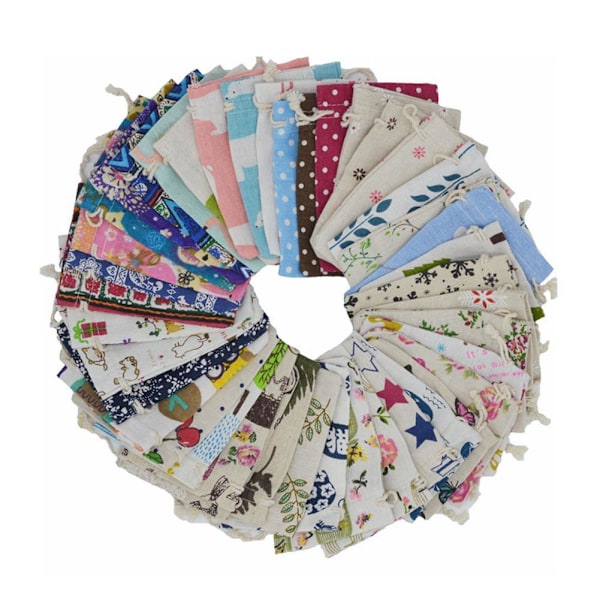 10×14cm Trykt Bomullspose Oppbevaringspose for Dagligvarer Ju Random ColorA 10×14cm 20pcs