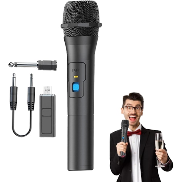 Trådlös Mikrofon, Portabel Trådlös Handhållen Mikrofonhögtalare med USB-mottagare | Dynamisk Mikrofon för Karaoke, Kyrka, Sång, Bröllop och DJ