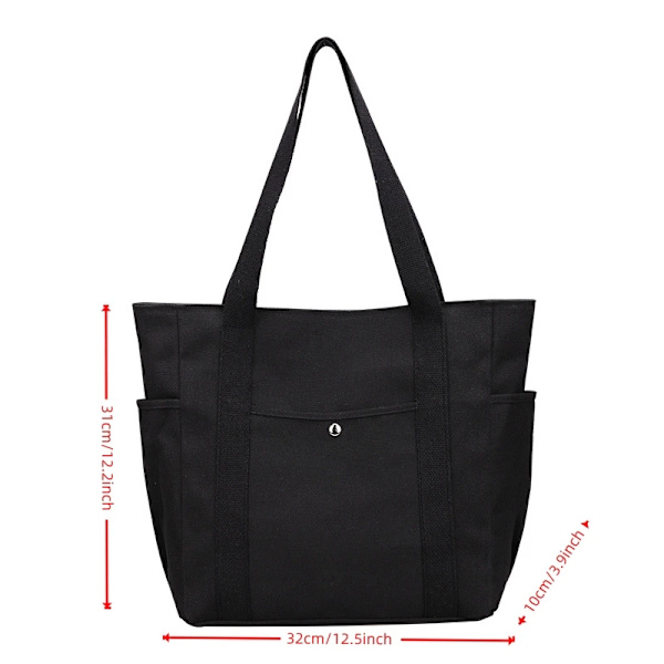 Rymliga canvas tote väskor för arbete, pendling, college stil, studentutrustning, axelväska Brown