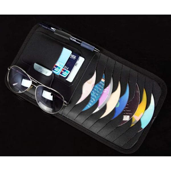 {SC}Car Sun Visor Organizer, Versatile Sun Visor, CD/DVD Holder Storage Bag, Sun Visor Case, CD Holder Wallet Clip, Glasses Frames