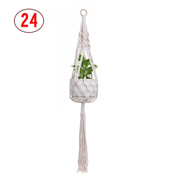 pcs Macrame Plant Hanger Vit Handgjord bomullsrep Inomhus utomhus hängande krukväxt 24