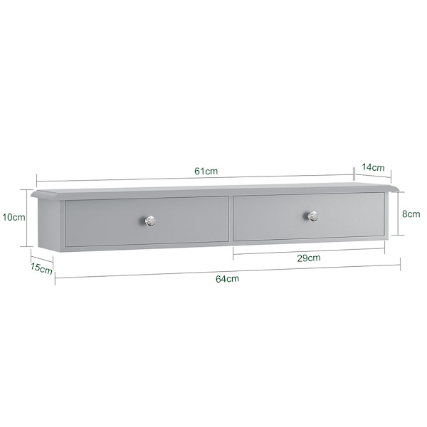 SoBuy Væghængt skab Fotohylde Væghylde med 2 skuffer FRG43-HG Grå Grey Length 64cm