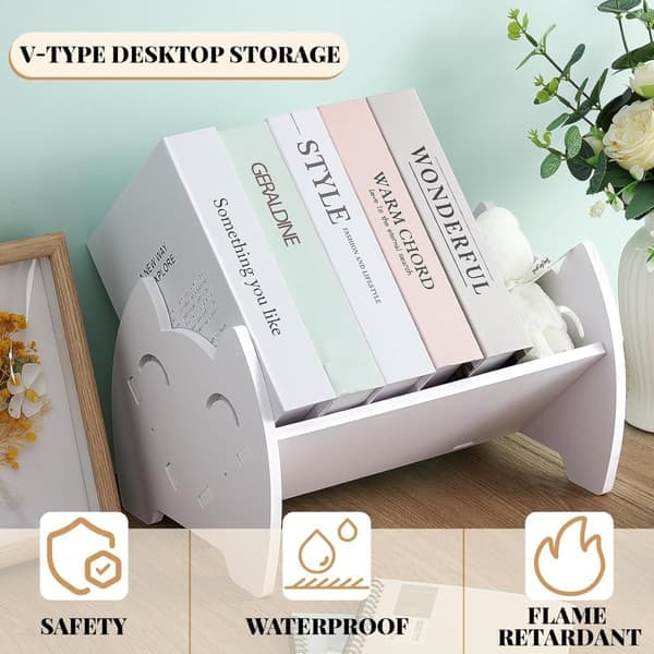 (SC) White Slanted Bookshelf Set - Book Organizer - 2 Pieces