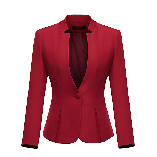 Yynuda Naisten 2-osainen Pöytäkauluskiinteäväri Business Suit Toimisto Lady Slim Professional Dress (takki + hame) Red S