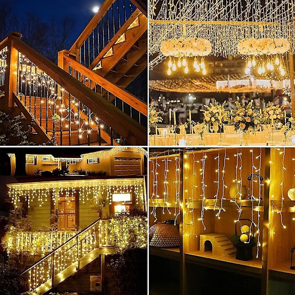 Utomhus Jul Isbelysning Gardin 6x1m 300led 9 Färger Fjärrkontroll