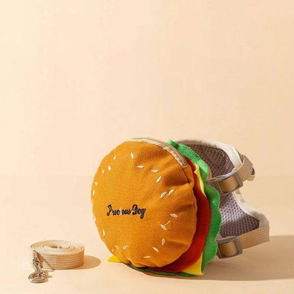 Mukava reppuvaljas talutushihnalla koiralle Söpö sarjakuva Lemmikin itsensä kantava reppu talutushihna ulkoiluun Aakkoset Hampurilainen M Suit Alphabet Hamburger