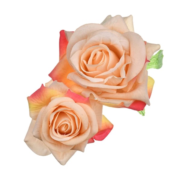 DIY Hodeplagg Hårtilbehør til Bryllup Bryllup Flokkering Stoff Rød Rose Blomst Hårnål Hårklipp Bryllupsfest Tilbehør C-orange