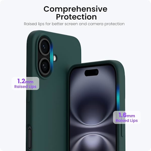 iPhone 16 Case 6.1\", Thin Liquid Silicone 3 Layer Full Coverage Soft Gel Rubber 16 Mobile Phone Case Cover 6.1 inch Olive Green