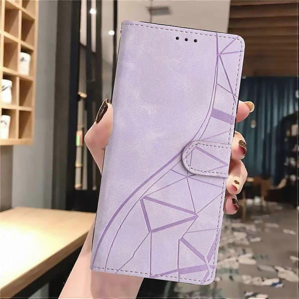 [SC] Wallet Case for Samsung Galaxy A56 5G with Printed Triangle Pattern, Leather, Flip Case Purple