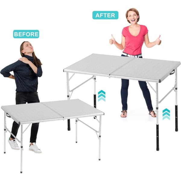 (SC) 4-pack Table Leg Extenders for Folding Tables, Table Leg Extenders for Curved and Straight Legs, Adjustable Table Risers for Folding Tables, Table Height for