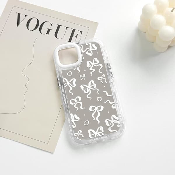 {SC}Compatible with iPhone 14 Plus Case Cute Mirror Bow Love Heart Pattern for Women Girls Strap Design Shockproof Protective Phone iPhone 14 Plus