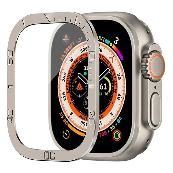 Skjermbeskytter for Apple Watch Ultra 49mm Tilbehør Metallstøtfanger + herdet glassdeksel HD iWatch Ultra 49mm TitaniumB For Ultra 49mm TitaniumB