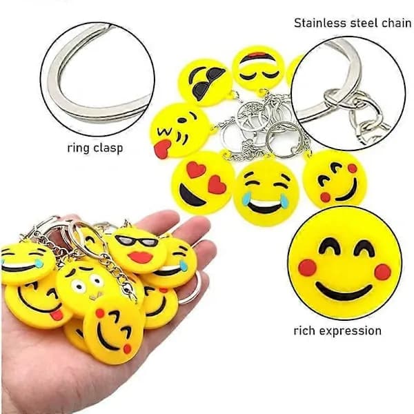 (SC)64-pack Mini Emoticon Avaimenperä Pehmo (16 ilmettä), Söpö Avaimenperä